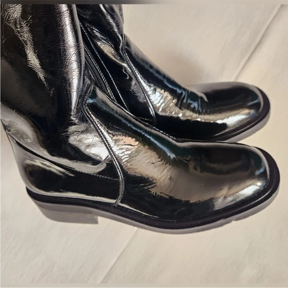 Free People Go Go Gloss Over The Knee Boots Black